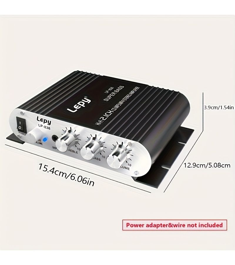 600W Power Car Audio Power Amplifier 2 1 Channel Hifi Stereo Mini Amplifier Bass Car Speaker Amplifier Supports 3 5mm Input For Car Speakers PC Home Theater TV MP3 Silvery - Image 2