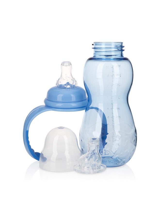 Nuby Nuby New 3 Stage Ultra Durable Tritan Grow with Me No-Spill Bottle to Cup, 10 Oz, Blue  - Image 2