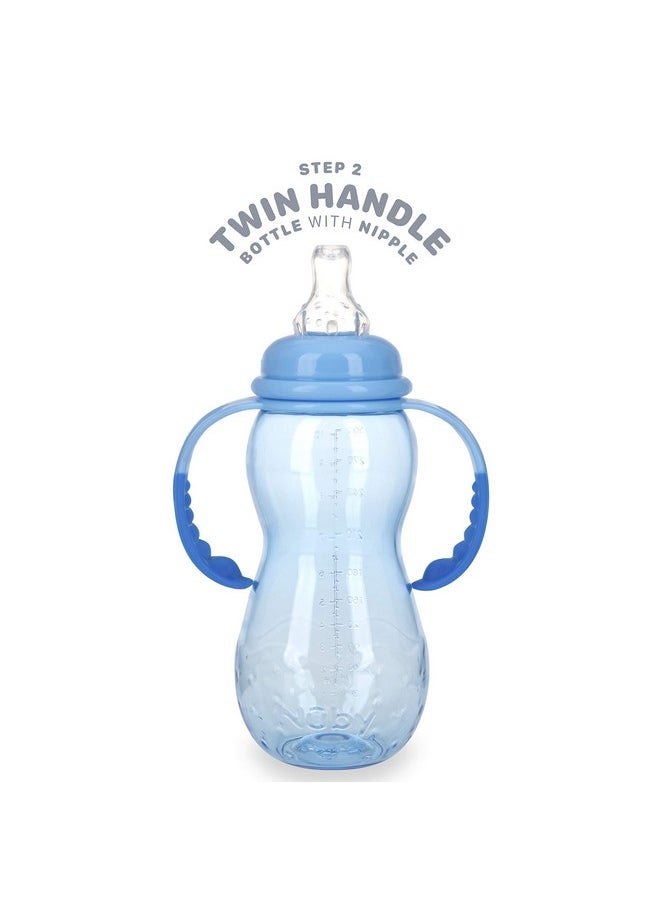 Nuby Nuby New 3 Stage Ultra Durable Tritan Grow with Me No-Spill Bottle to Cup, 10 Oz, Blue  - Image 4