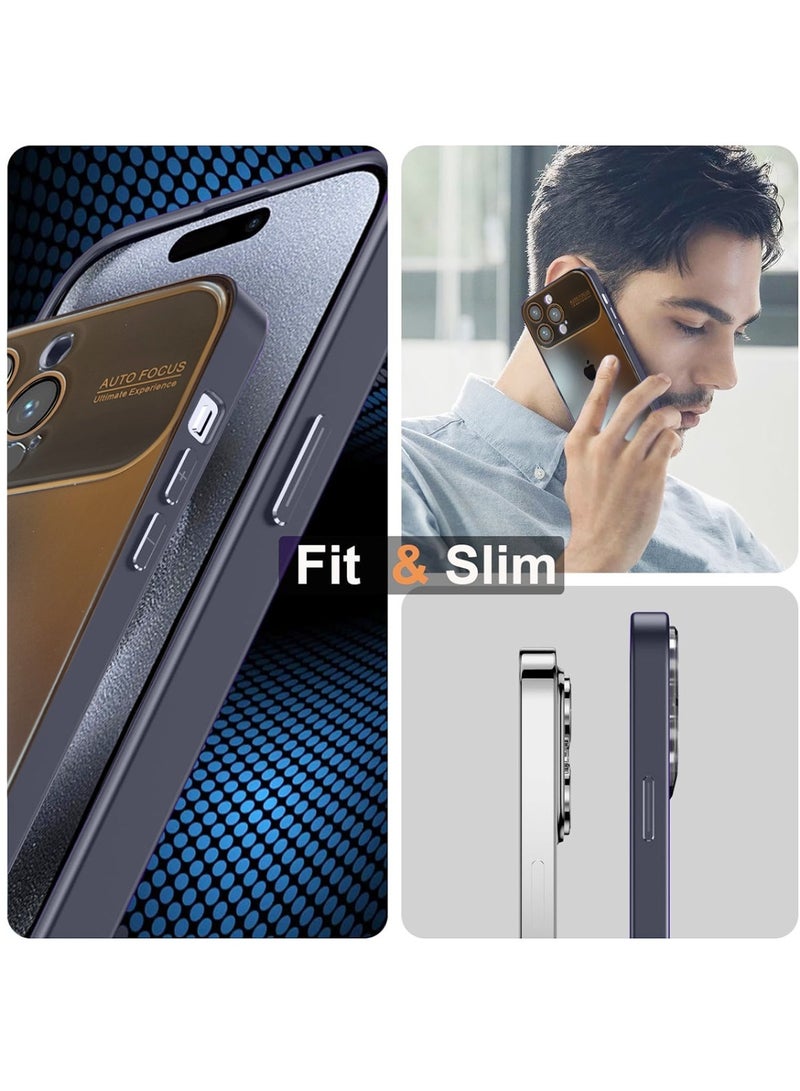 Techie غطاء خلفي أنيق فاخر من Auto Focus مع حماية لعدسة الكاميرا لهاتف Apple iPhone 15 Pro - أزرق داكن - Image 5