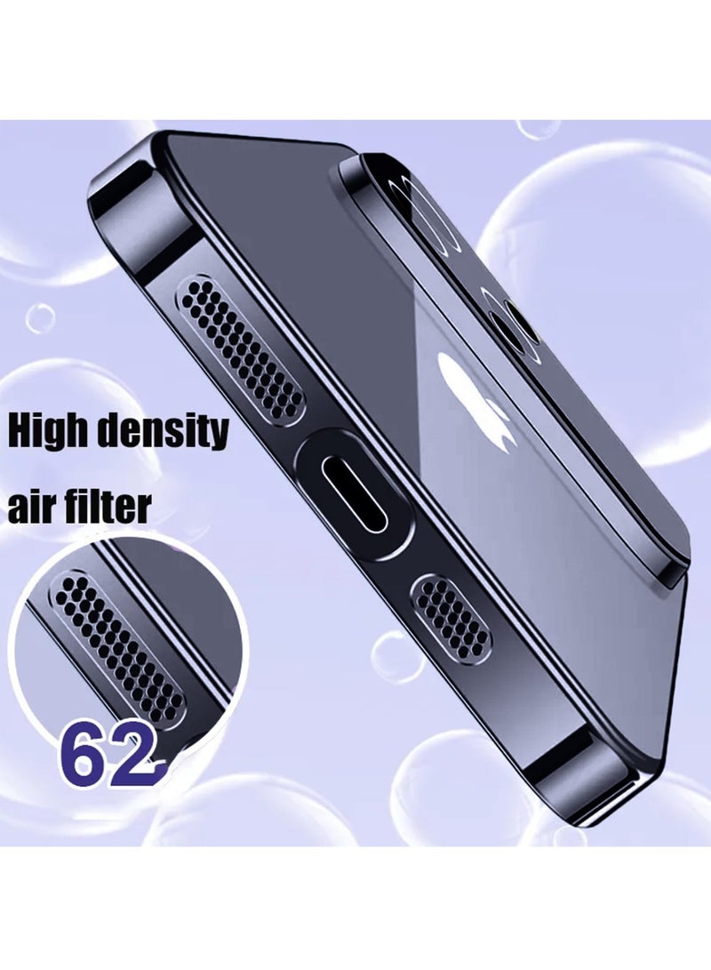 Techie غطاء خلفي أنيق فاخر من Auto Focus مع حماية لعدسة الكاميرا لهاتف Apple iPhone 15 Pro - أزرق داكن - Image 2