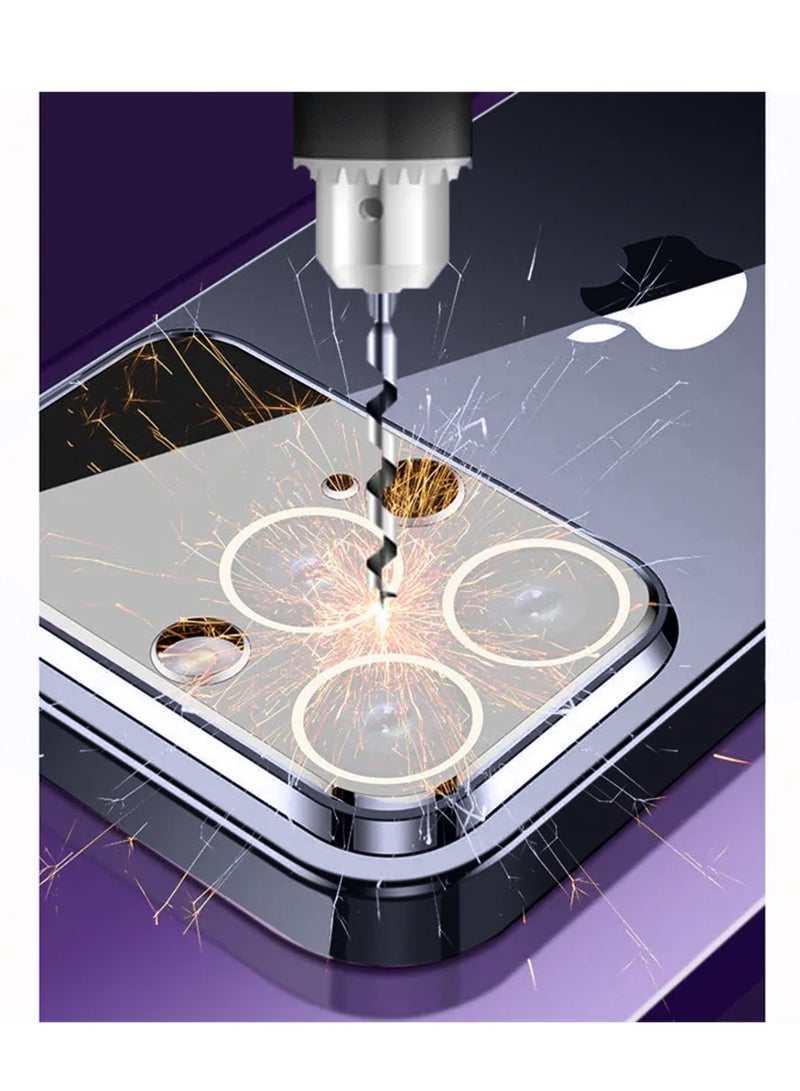 Techie غطاء خلفي أنيق فاخر من Auto Focus مع حماية لعدسة الكاميرا لهاتف Apple iPhone 15 Pro - أزرق داكن - Image 3