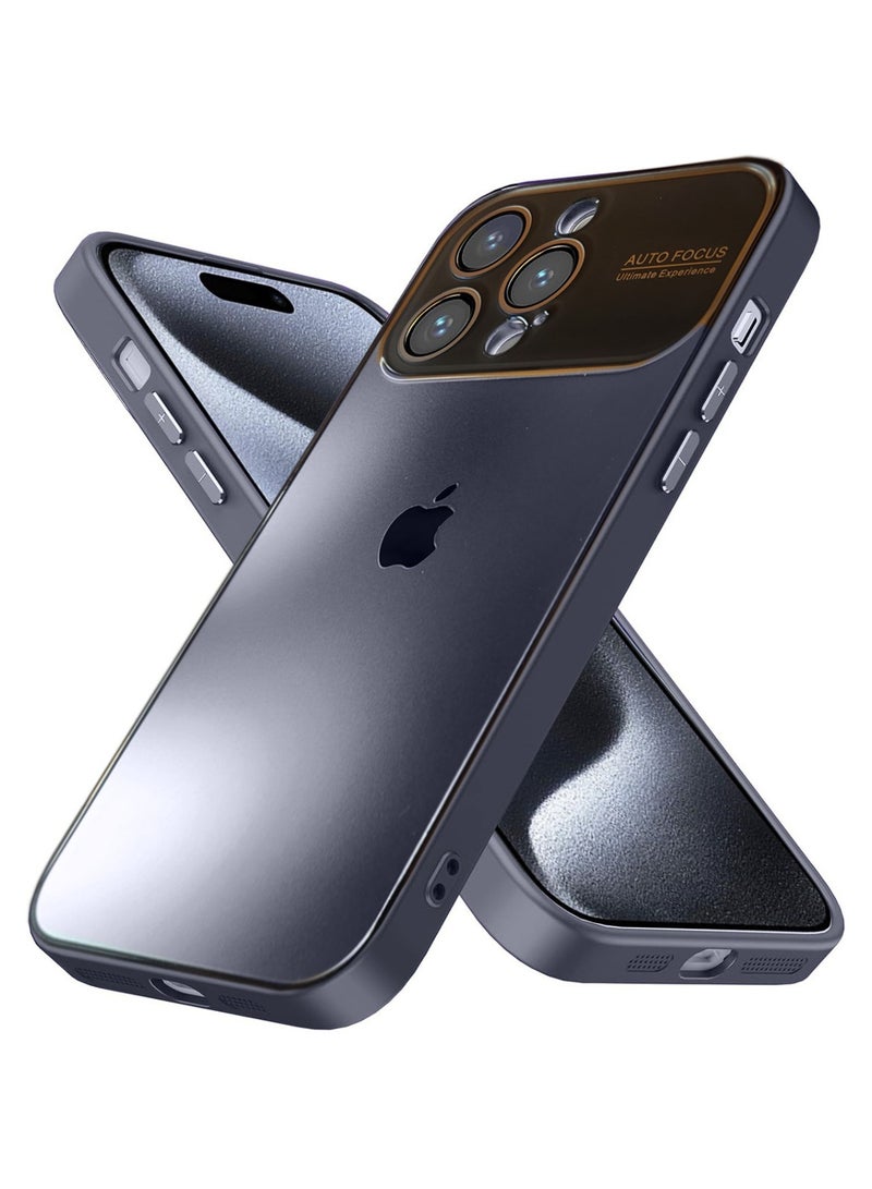 Techie غطاء خلفي أنيق فاخر من Auto Focus مع حماية لعدسة الكاميرا لهاتف Apple iPhone 15 Pro - أزرق داكن - Image 1