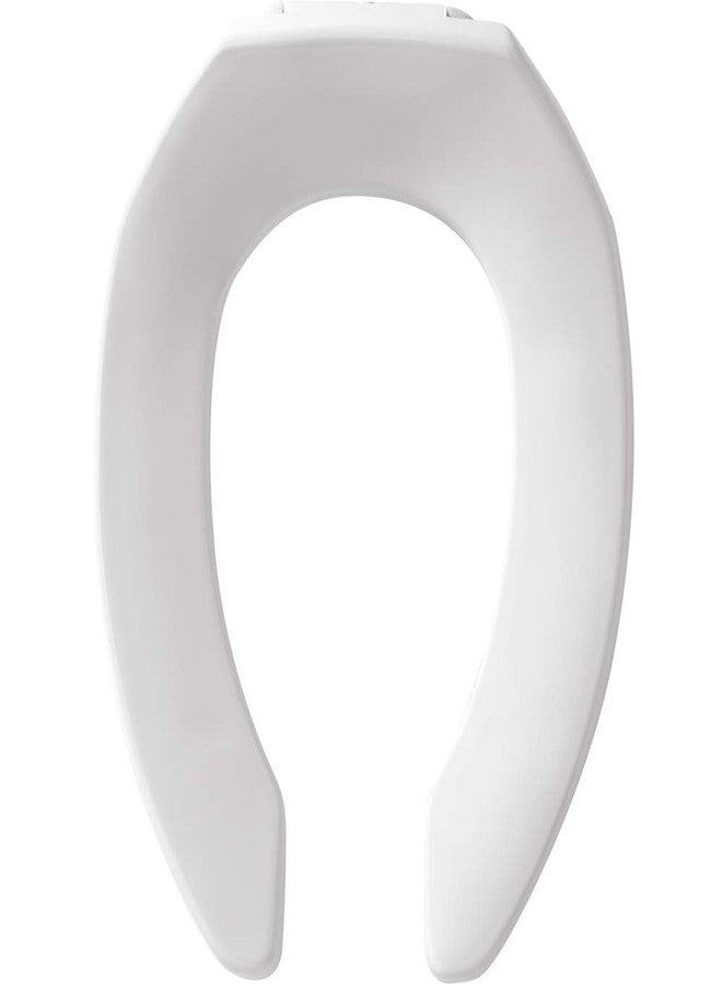 BEMIS 1955SSCT Commercial Open Front Plastic Toilet Seat, Heavy Duty Industrial No Slam Seat without Lid, Secure Installation, Made in USA, Elongated, White - Image 1
