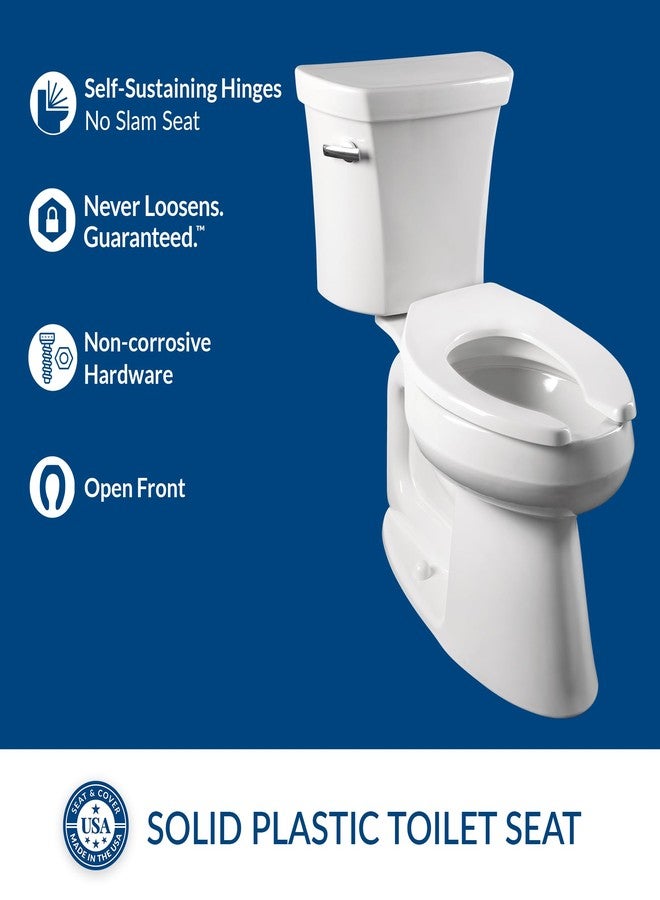 BEMIS 1955SSCT Commercial Open Front Plastic Toilet Seat, Heavy Duty Industrial No Slam Seat without Lid, Secure Installation, Made in USA, Elongated, White - Image 3