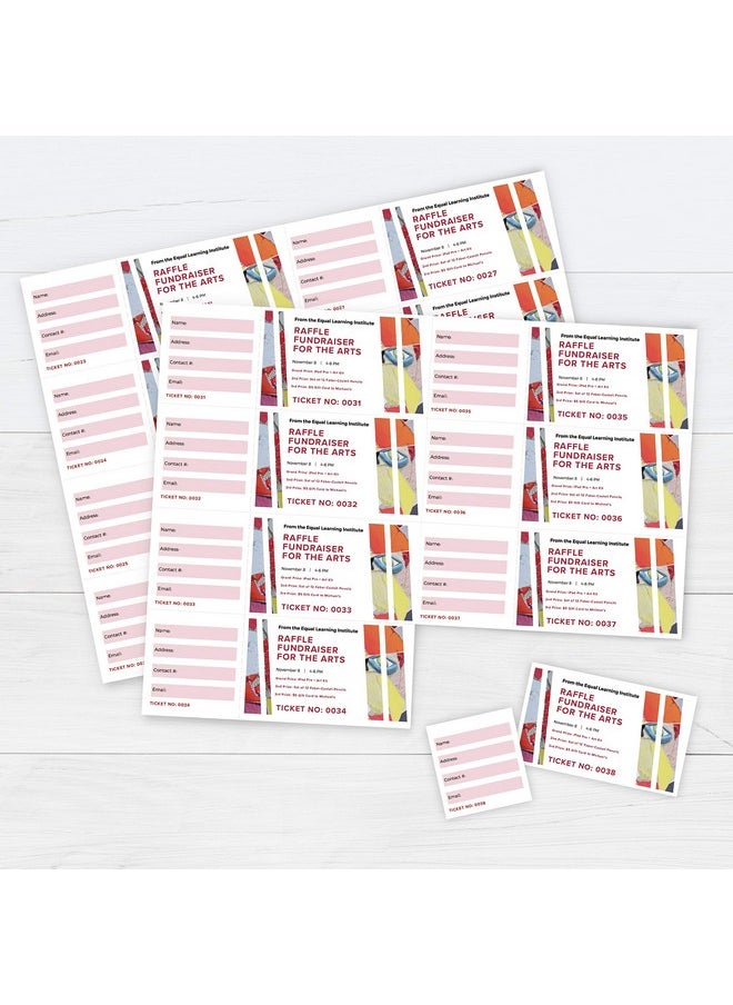 PrintWorks Raffle Tickets, Perforated Cardstock For Tickets With Tear-Away Stubs, 8.5 X 11, 67Lb/147Gsm, 8 Tickets Per Sheet, 250 Sheets, 2000 Tickets Total, White (04296) (2.125 X 5.5)  - Image 4