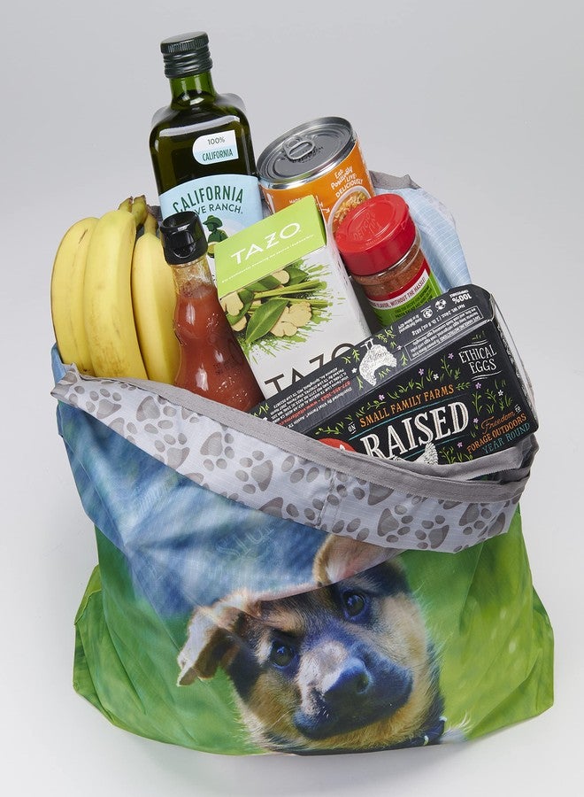 O-WITZ Reusable Grocery Bags | Vibrant Tote Bag For Groceries, Gym, Beach Gear, & More | Washable Design With Large Handles For Maximum Convenience | Folds Into A Small Pouch, Dog German Shepherd - Image 2