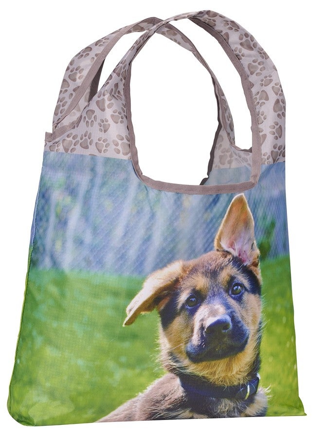 O-WITZ Reusable Grocery Bags | Vibrant Tote Bag For Groceries, Gym, Beach Gear, & More | Washable Design With Large Handles For Maximum Convenience | Folds Into A Small Pouch, Dog German Shepherd - Image 1