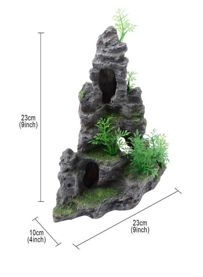 Saim Large Aquarium Rockery Cave Decorations, Mountain View Ornament Fish Tank Aquascape Model for Gold Fish, Betta Cichlids Hideaway Cave Hideout (9x4x9inch-S) - Image 2