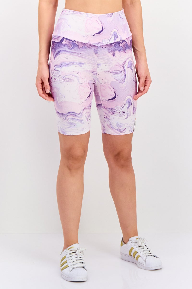 TRIBE OF 6 Women Sportswear Fit Textured Cycling Shorts, Purple Combo - Image 1
