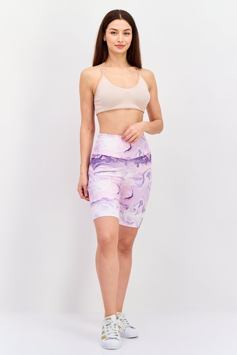 TRIBE OF 6 Women Sportswear Fit Textured Cycling Shorts, Purple - Image 4