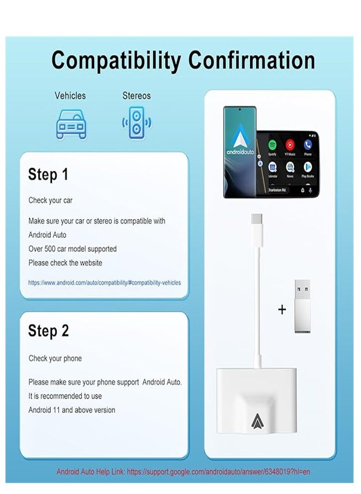 Wireless Android Auto Car Adapter,Wireless Android Auto Dongle - Connects Automatically to Android Auto,Easy Plug and Play Setup (White)