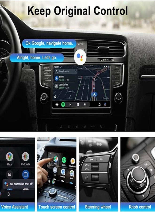 Wireless Android Auto Car Adapter,Wireless Android Auto Dongle - Connects Automatically to Android Auto,Easy Plug and Play Setup (White)