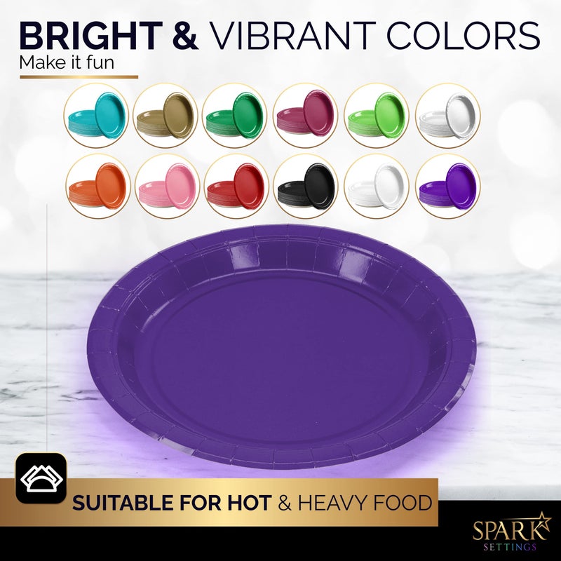 Amcrate Paper Dinner Plates Purple  8 1/2 Inches Paper Plates Disposable  Strong and Sturdy Disposable Plates for Party  Dinner  Holiday  Picnic  or Travel Party Plates  Pack of 50 - Image 2
