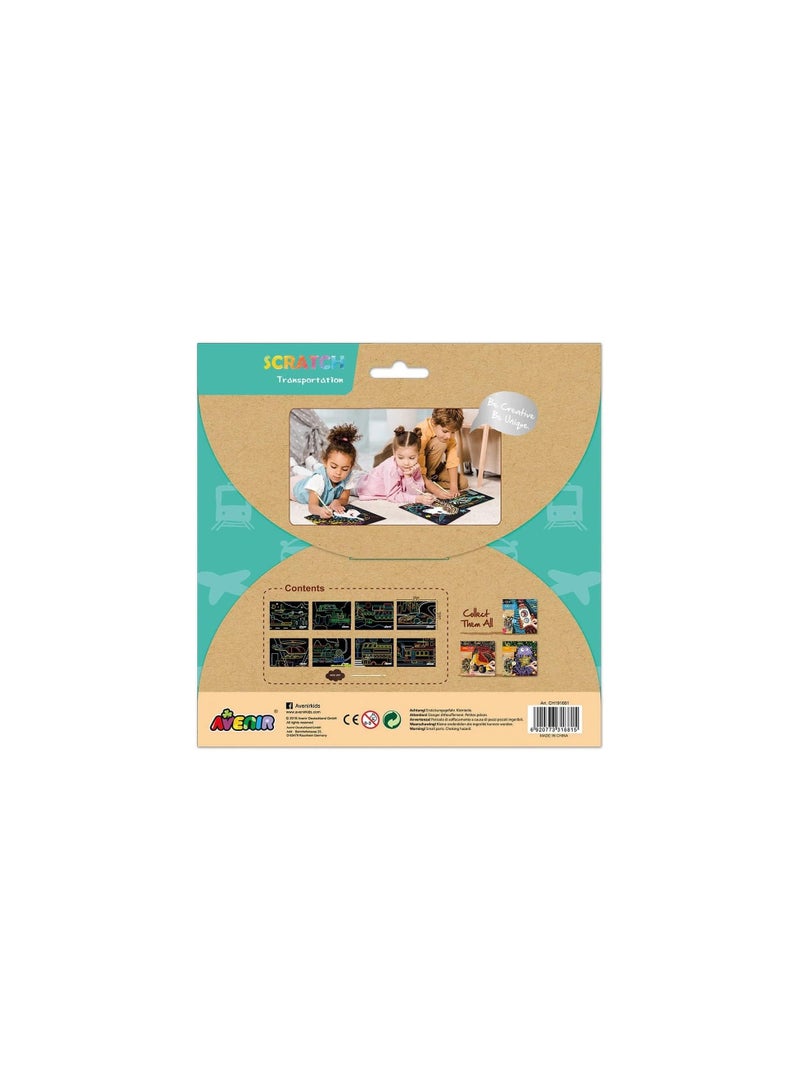 Avenir Scratch Art Kit – Transportation | Unleash Creativity with Vibrant Drawings! 4 Themed Scratch Boards and Scratch Tool | Watch Brilliant Colors Unfold, Engaging Activity for Young Artists 3+ - Image 5