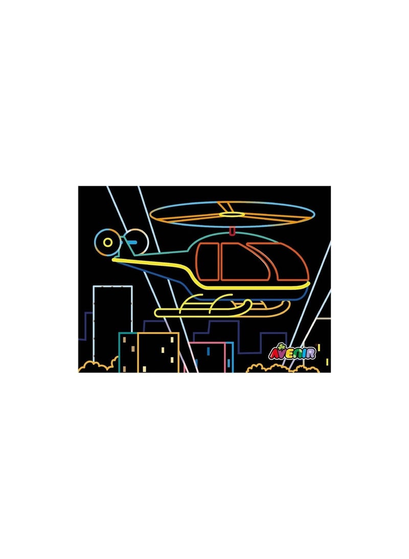 Avenir Scratch Art Kit – Transportation | Unleash Creativity with Vibrant Drawings! 4 Themed Scratch Boards and Scratch Tool | Watch Brilliant Colors Unfold, Engaging Activity for Young Artists 3+ - Image 2