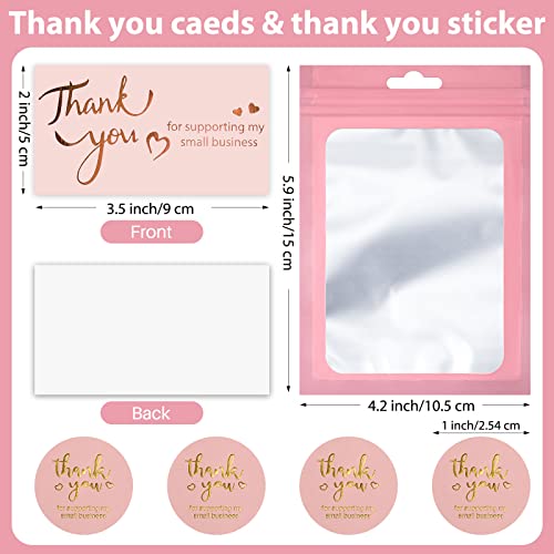 Epakh 1140 Pieces Thank You Card and Sticker Set Multicolor Classic Style Suitable Include 100 Thank You Business Cards 1000 Roll Labels 40 Packaging Bags for Business Wedding(Classic Style) - Image 2