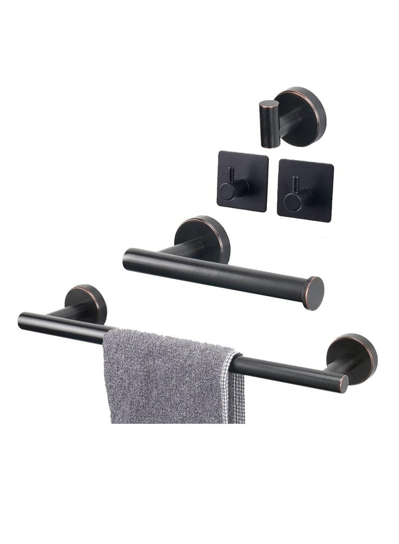 Bathroom Hardware Set SUS304 Stainless Steel-Towel Rack Set Include Lengthen Hand Towel Bar+Toilet Paper Holder+3 Robe Towel Hooks Bathroom Accessories Towel Bar Set(16IN) - Image 1
