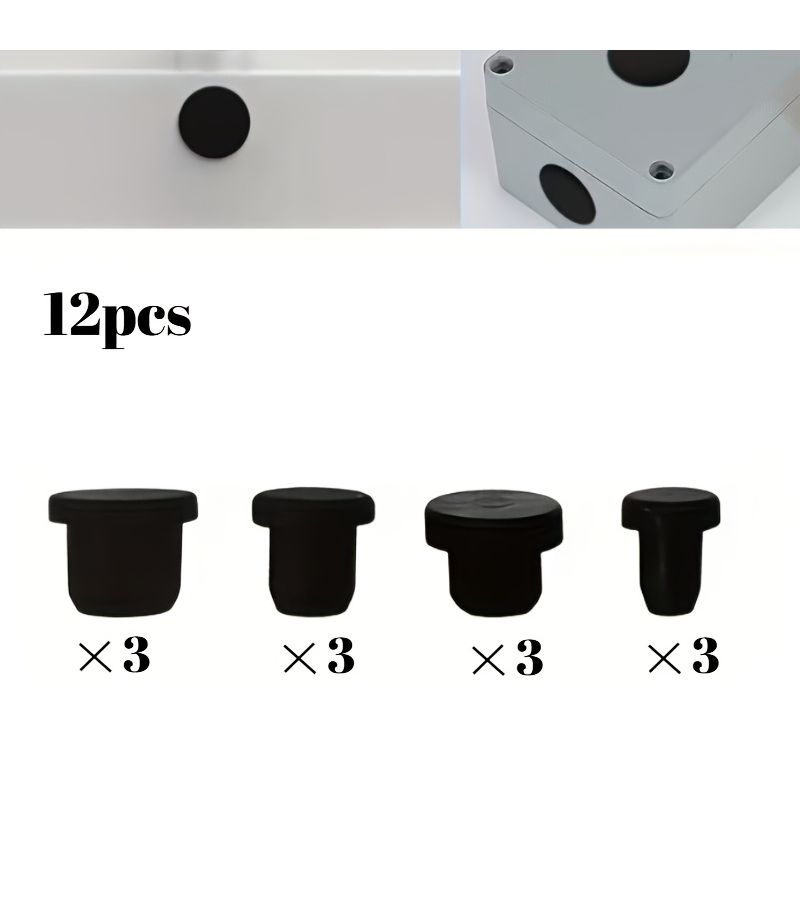 12pcs Black Silicone Snap Lock Sealed Plug Holes Anti Slip Design 4 Sizes 5 5 to 9 5 Millimeters Multifunctional Pipeline Bottle Flower Pot Pipe Cover - Image 4