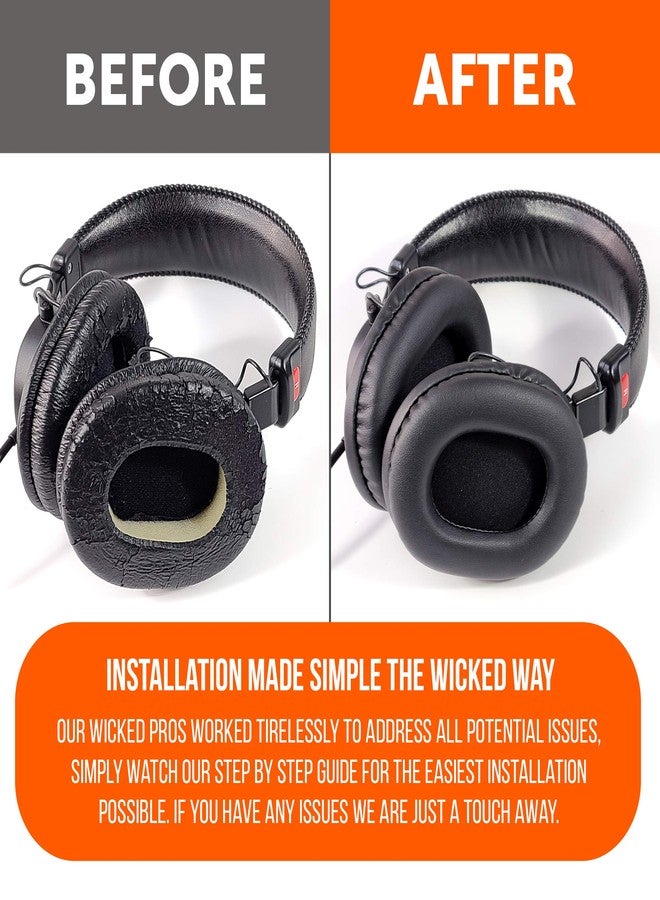 WC وسادات أذن بديلة من WC Wicked Cushions لسماعات سوني MDR 7506 | جلد أكثر نعومة، إسفنج ميموري فوم فاخر، متانة لا مثيل لها | متوافقة مع MDR 7506 / MDR V6 / MDR CD900ST (أسود) - Image 4