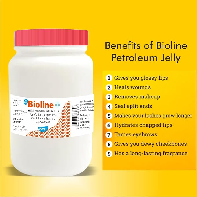 Bioline White Perfumed Petroleum Jelly, Moisturizing & Soothing Cream For Chapped Lips, Rough Hands, Legs & Cracked Feet - (400 g) - Image 2