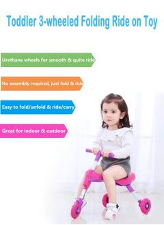 LB Toddler 3-Wheel Folding Ride-On Toy No Assembly Required Baby Walking Tricycle EVA/Urethane Wheels  - Image 2
