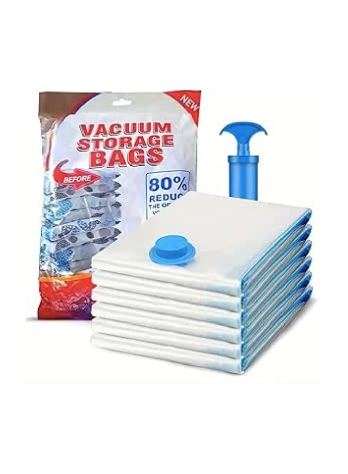 5 Pack Vacuum Storage Bags,Space Saver Bags With Suction Pump,Vacuum Sealer Bags for Store Clothing,Comforters,3 Size: [2Pcs 50 * 70cm][2Pcs 60 * 80cm][1Pcs 80 * 100cm]  - Image 1
