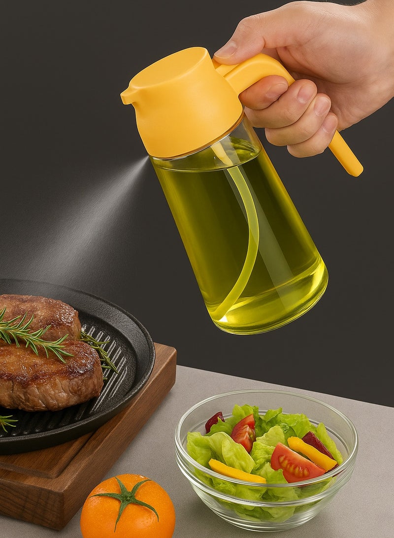 F.A.M.S Oil Dispenser Bottle – 470ml Glass Oil Sprayer, 2-in-1 Spray & Pour Design with Fine Mist and Controlled Flow Nozzle – For Cooking, Air Fryer, BBQ, Salad, Baking – Refillable & Leak-Proof – Orange - Image 1