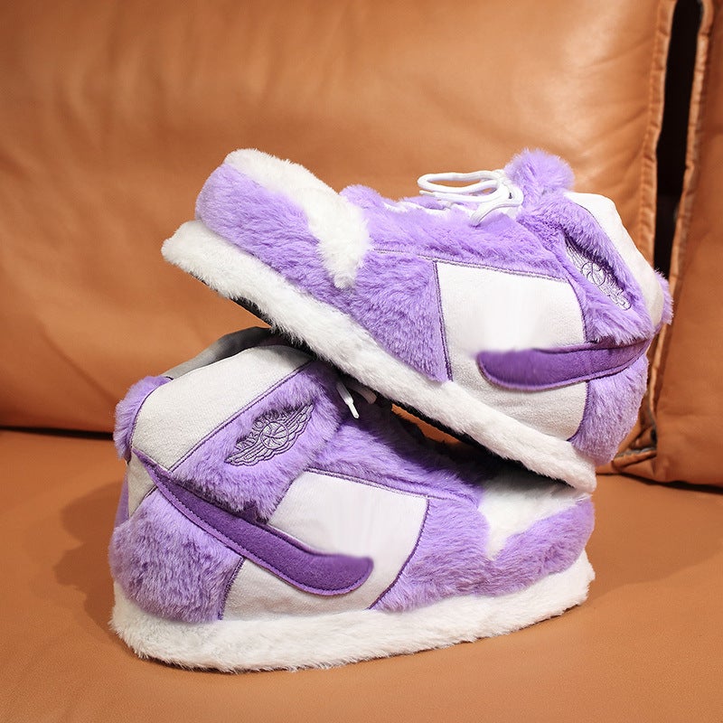 Winter New Warm Thick Cotton Slippers Purple 