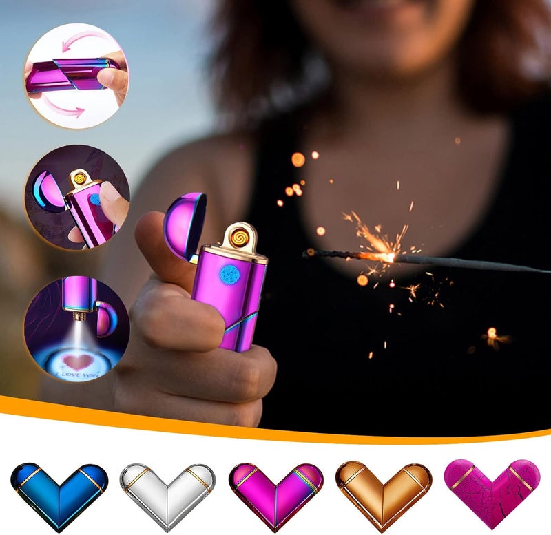 Plasma Lighter Electric USB Charging Lighter Rechargeable Windproof Butane Electric Lighters Candle Lighter Couple Valentine's Day Gift (Silver) - Image 4
