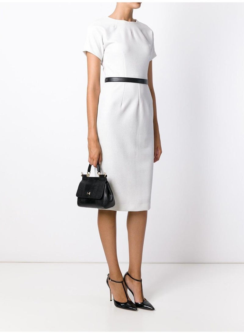 D&G Dolce&Gabbana Black Lizard Pattern Leather Sicily Bag - Gold Hardware, Top Handle and Convertible Strap, Signature Sign, Luxury Structured Handbag for Daily and Formal Occasions, Exquisite Luxury Small Bag, Gift Box Packaging, Banquet Small Bag - Image 2