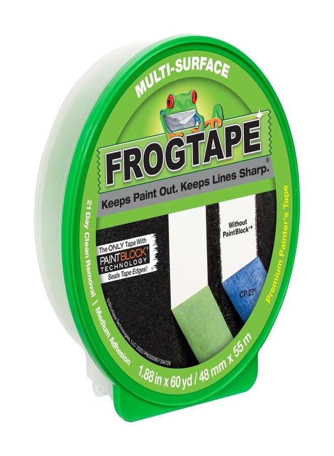 فروغ تايب شريط FROGTAPE متعدد الأسطح للرسامين مع كتلة طلاء، عرض 2 بوصة (1.88 بوصة × 60 ياردة)، التصاق متوسط، أخضر، عبوة من 8 قطع (1358464) - Image 1