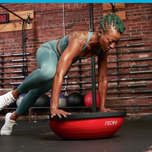Bosu 72 10850 Home Gym Equipment The Original Balance Trainer for Physical Exercise, Rehab, Large Balance Ball 65 Centimeter Diameter, Red and Black - Image 4
