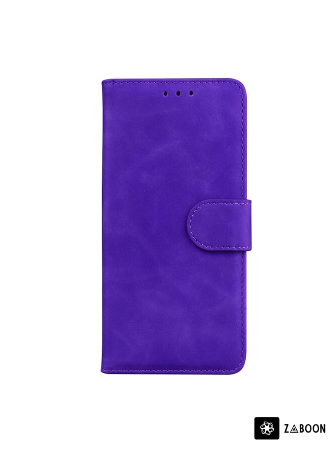 Zaboon Protective Case Cover For OPPO Realme 7I/Realme C17 Skin Feel Pure Color Flip Leather - Image 1