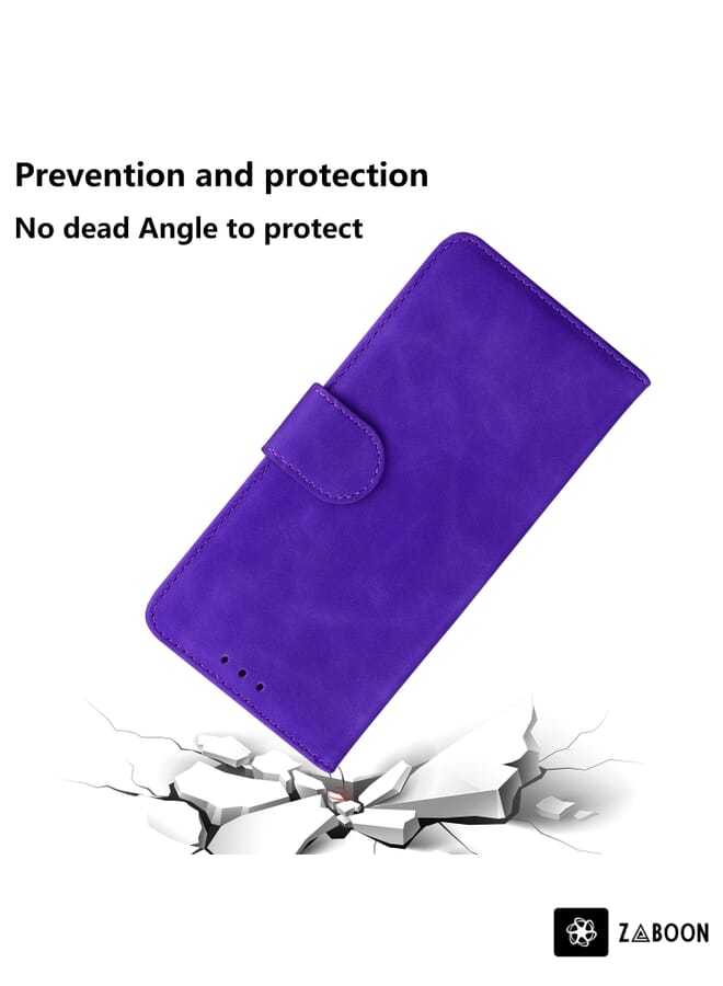 Zaboon Protective Case Cover For OPPO Realme 7I/Realme C17 Skin Feel Pure Color Flip Leather - Image 4