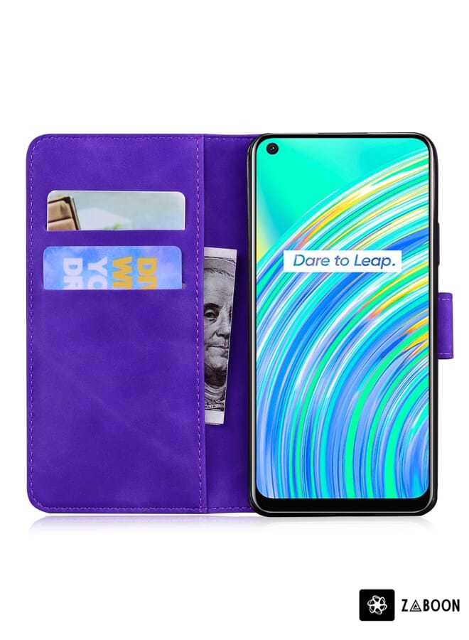 Zaboon Protective Case Cover For OPPO Realme 7I/Realme C17 Skin Feel Pure Color Flip Leather - Image 3