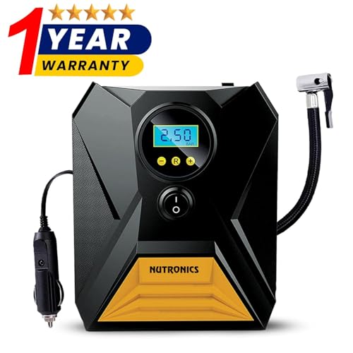 Nutronics® Digital Tyre Inflator for Car - 150 psi, 12V DC Portable Air Pump/Compressor with Digital Tyre Pressure Gauge, Suitable for Car, SUV or Any Inflatable with LED Light,Nozzles - Image 2