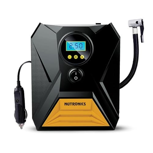 Nutronics® Digital Tyre Inflator for Car - 150 psi, 12V DC Portable Air Pump/Compressor with Digital Tyre Pressure Gauge, Suitable for Car, SUV or Any Inflatable with LED Light,Nozzles - Image 1