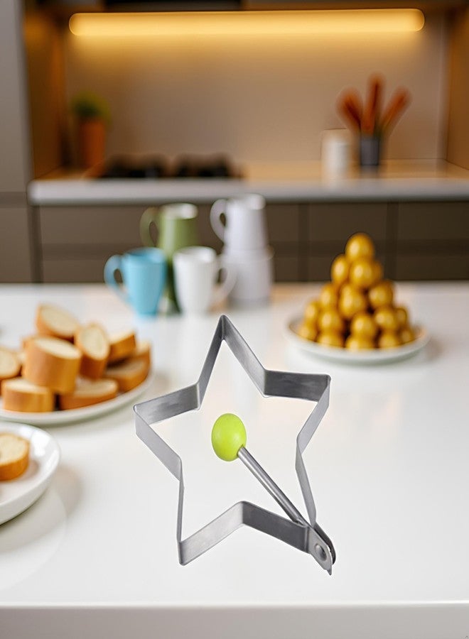 Jizlan Star Egg Mold Shaper - Non Stick Pancake Deep Egg, Stainless Steel Frying Egg Rings, Mould Cookies Maker Baking Shaper Kitchen Gadget, Egg Patty Maker Rings For Sandwich Fritters Crumpets - Image 5