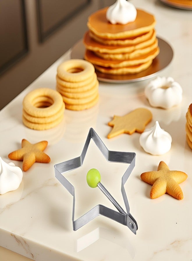 Jizlan Star Egg Mold Shaper - Non Stick Pancake Deep Egg, Stainless Steel Frying Egg Rings, Mould Cookies Maker Baking Shaper Kitchen Gadget, Egg Patty Maker Rings For Sandwich Fritters Crumpets - Image 2