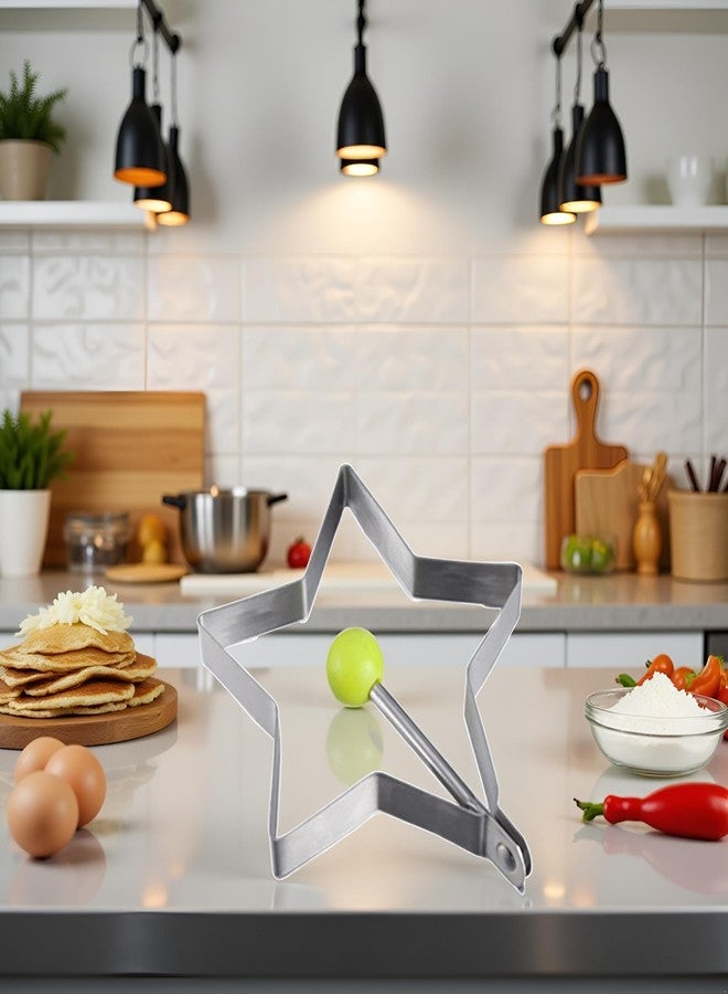 Jizlan Star Egg Mold Shaper - Non Stick Pancake Deep Egg, Stainless Steel Frying Egg Rings, Mould Cookies Maker Baking Shaper Kitchen Gadget, Egg Patty Maker Rings For Sandwich Fritters Crumpets - Image 4