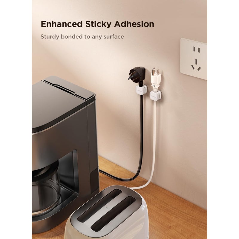 Barakah 6 Pack Cable Tidy Clips, Adjustable Cord Organizer Holder, Spring Cable Holder Clips, Magnetic Cable Management Self Adhesive Wire Holder for Desk, Nightstand, Charging Cables, HDMI, Audio Cable,White - Image 4