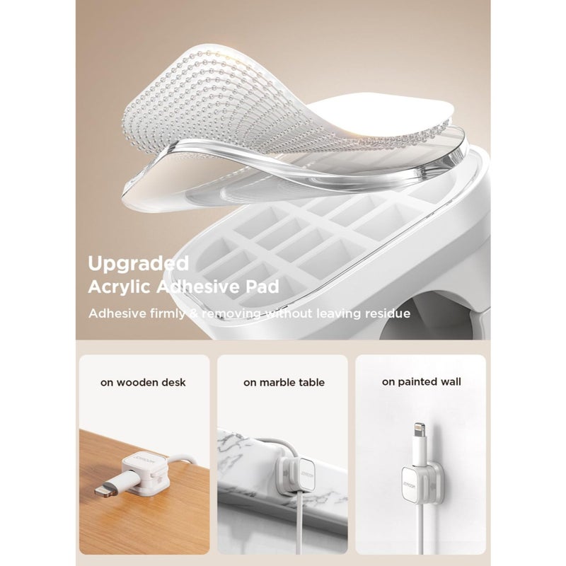 Barakah 6 Pack Cable Tidy Clips, Adjustable Cord Organizer Holder, Spring Cable Holder Clips, Magnetic Cable Management Self Adhesive Wire Holder for Desk, Nightstand, Charging Cables, HDMI, Audio Cable,White - Image 5