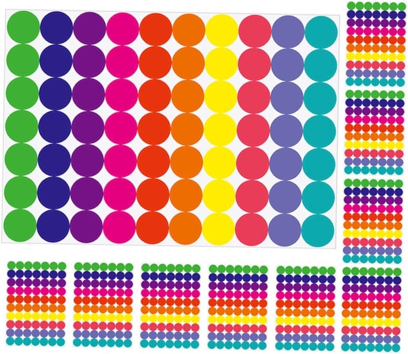 DOITOOL 20Sheets Round Dot Stickers of Adhesive Labels for DIY Projects Inventory Color Coding School Activities and More Friendly and Versatile Sealing Labels - Image 1