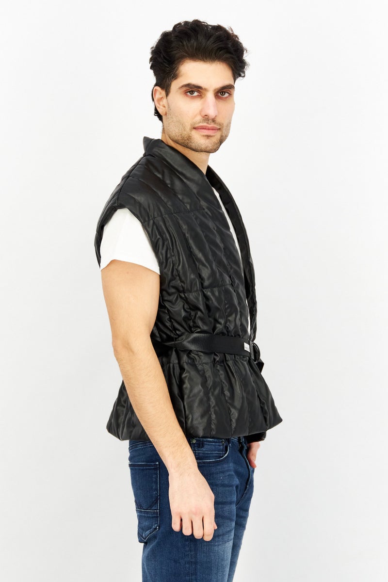 ESPRIT سترة بدون أكمام على شكل حرف V للرجال، سوداء - Image 3