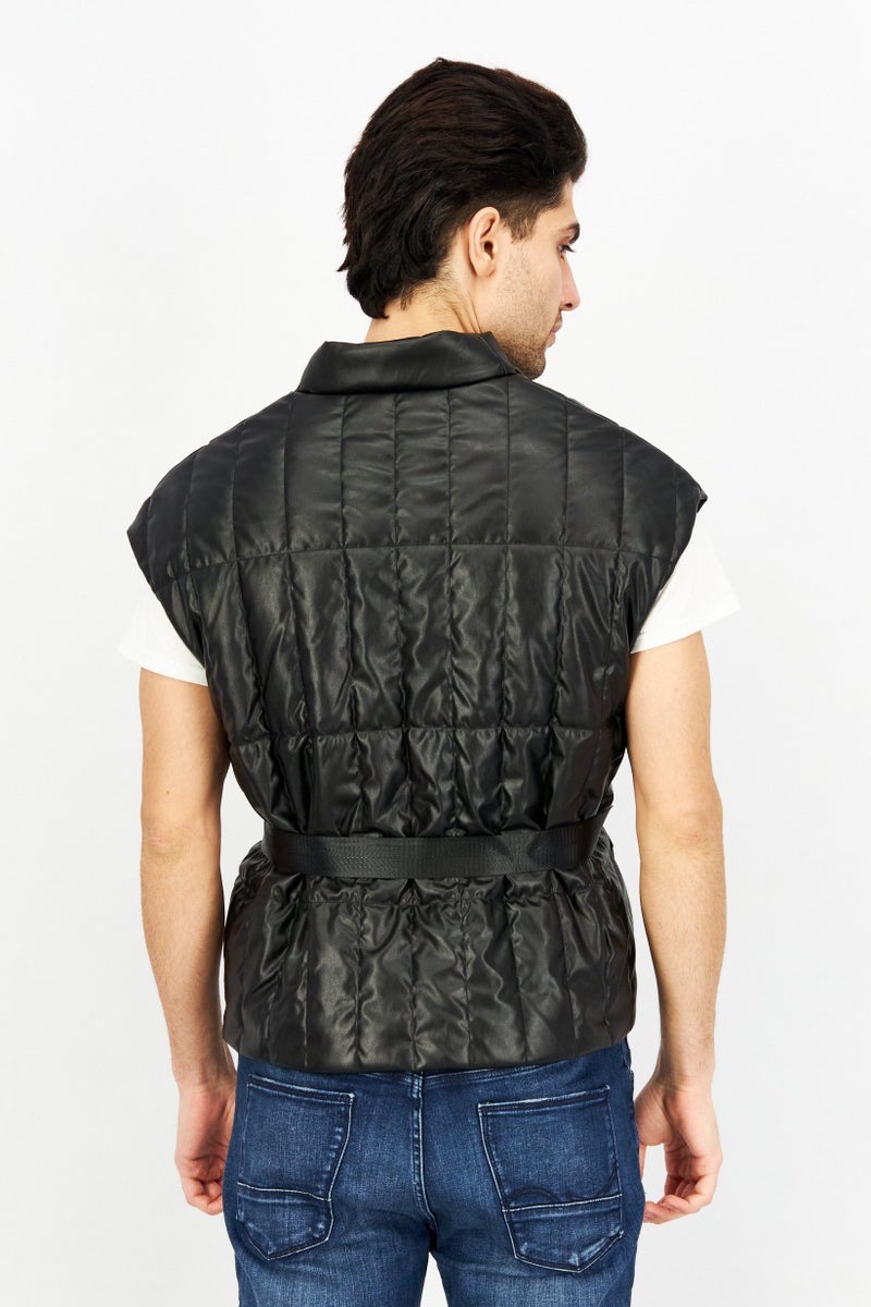 ESPRIT سترة بدون أكمام على شكل حرف V للرجال، سوداء - Image 4