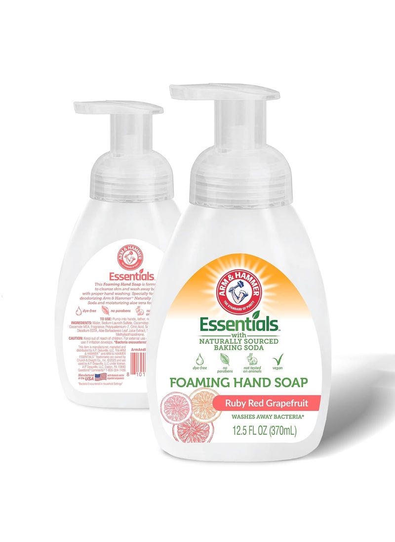 Arm & Hammer - Arm & Hammer Foaming Hand Soap for Skin Cleaning - Antibacterial Cleanser with Ruby Red Grapefruit Scent - Hand Soap Pump with Aloe Vera & Different Ingredients 12.5 Fl Oz (370mL) - Image 1