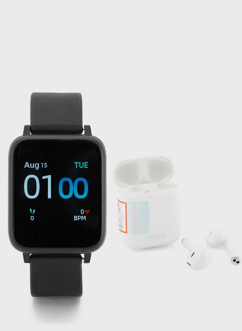 iTouch iTouch Unisex Go Smartwatch Black/Black Silicone Strap