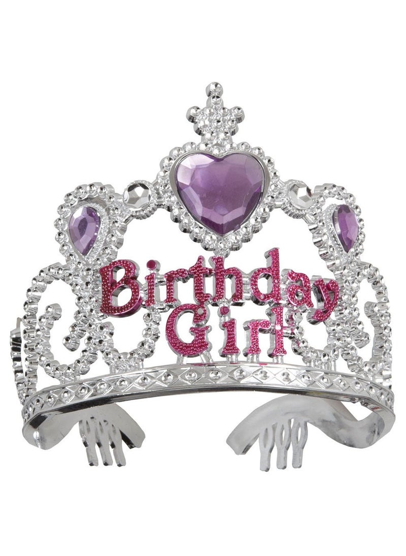 Unique Birthday Girl Plastic Tiara Silver Purple One Size