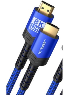 جساوكس كابل Jsaux 8K HDMI بطول 10 أقدام، 48 جيجابت في الثانية عالي السرعة HDMI 2.1 سلك HDMI مجدول، 4K 120 (3M) 